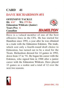 1993 JOGO #41 Dave Richardson Back