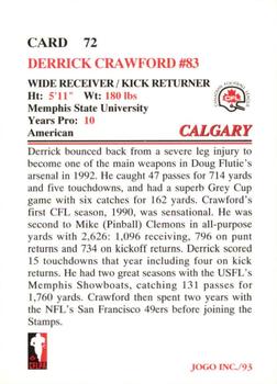 1993 JOGO #72 Derrick Crawford Back
