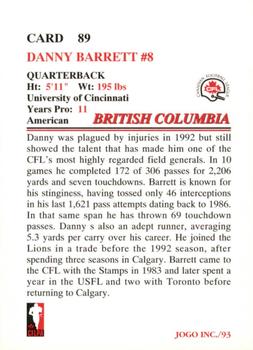 1993 JOGO #89 Danny Barrett Back