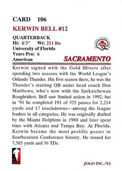 1993 JOGO #106 Kerwin Bell Back