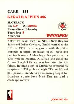 1993 JOGO #111 Gerald Alphin Back