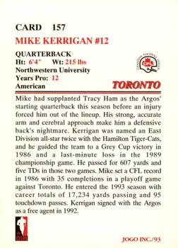 1993 JOGO #157 Mike Kerrigan Back