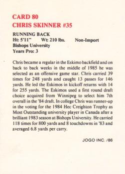 1986 JOGO #80 Chris Skinner Back