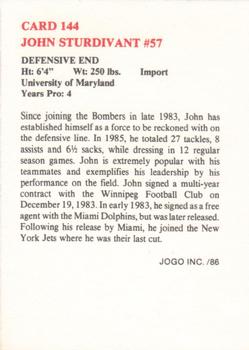 1986 JOGO #144 John Sturdivant Back