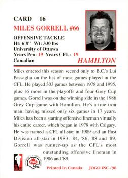 1996 JOGO #16 Miles Gorrell Back