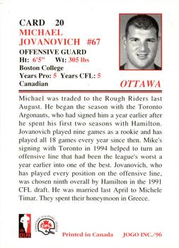 1996 JOGO #20 Mike Jovanovich Back