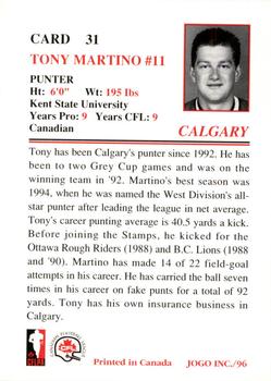 1996 JOGO #31 Tony Martino Back