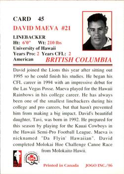 1996 JOGO #45 David Maeva Back