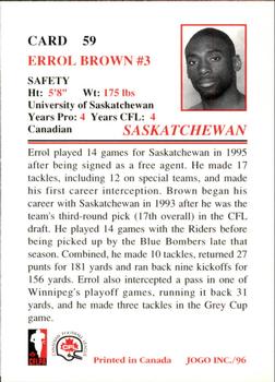 1996 JOGO #59 Errol Brown Back