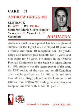 1996 JOGO #71 Andrew Grigg Back
