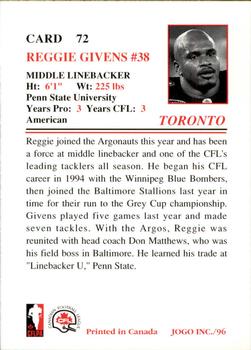 1996 JOGO #72 Reggie Givens Back