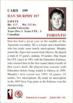 1996 JOGO #199 Dan Murphy Back