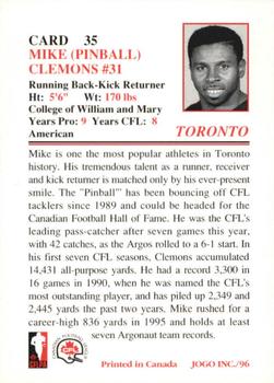 1996 JOGO #35 Mike Clemons Back