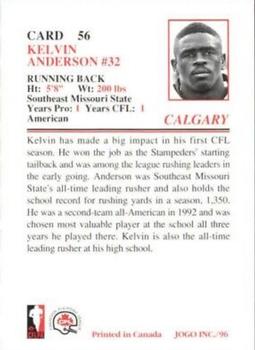 1996 JOGO #56 Kelvin Anderson Back