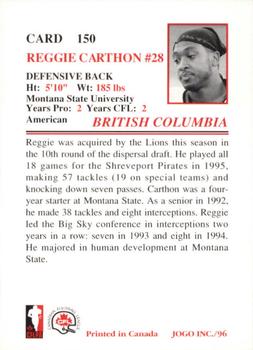 1996 JOGO #150 Reggie Carthon Back