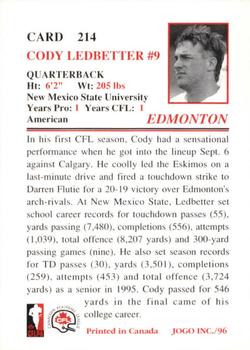 1996 JOGO #214 Cody Ledbetter Back