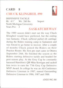 1990 JOGO #8 Chuck Klingbeil Back