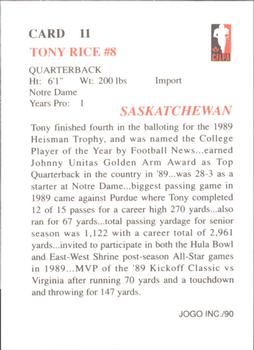 1990 JOGO #11 Tony Rice Back