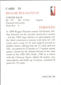 1990 JOGO #53 Reggie Pleasant Back