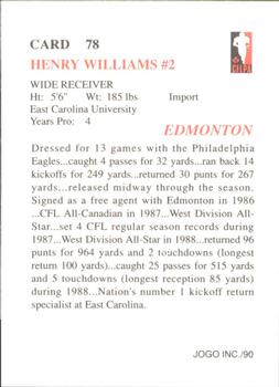 1990 JOGO #78 Henry Williams Back