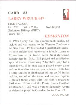 1990 JOGO #83 Larry Wruck Back