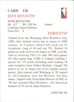 1990 JOGO #126 Jeff Boyd Back