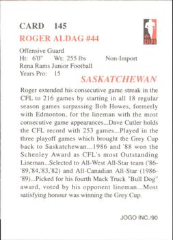 1990 JOGO #145 Roger Aldag Back
