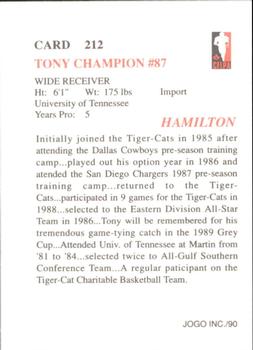 1990 JOGO #212 Tony Champion Back