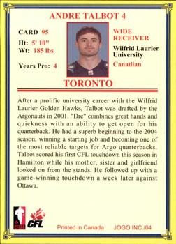 2004 JOGO #95 Andre Talbot Back