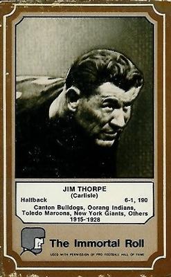 1975 Fleer Football Patches - Immortal Roll #1 Jim Thorpe Front
