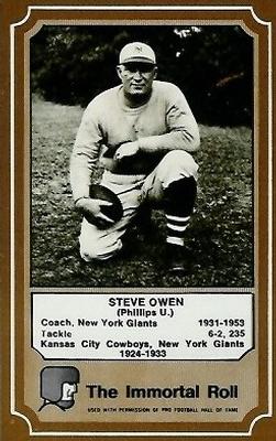 1975 Fleer Football Patches - Immortal Roll #15 Steve Owen Front