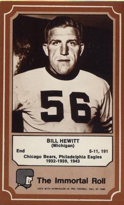 1975 Fleer Football Patches - Immortal Roll #16 Bill Hewitt Front