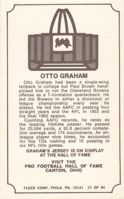 1975 Fleer Football Patches - Immortal Roll #27 Otto Graham Back