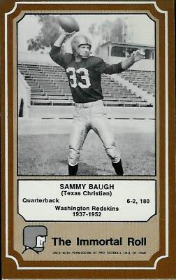 1975 Fleer Football Patches - Immortal Roll #50 Sammy Baugh Front