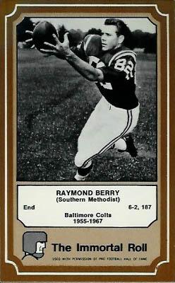 1975 Fleer Football Patches - Immortal Roll #66 Raymond Berry Front
