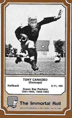 1975 Fleer Football Patches - Immortal Roll #76 Tony Canadeo Front