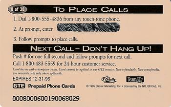 1995 Pro Line Series II - Phone Cards $1 #8 Drew Bledsoe Back