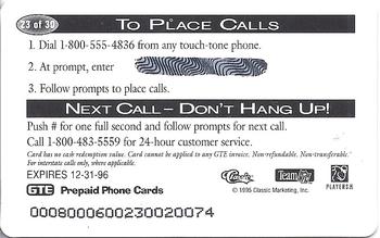 1995 Pro Line Series II - Phone Cards $1 #23 Napoleon Kaufman Back