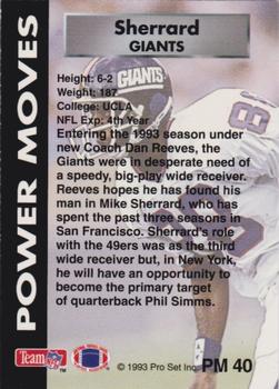1993 Pro Set Power - Power Moves Gold #PM40 Mike Sherrard Back