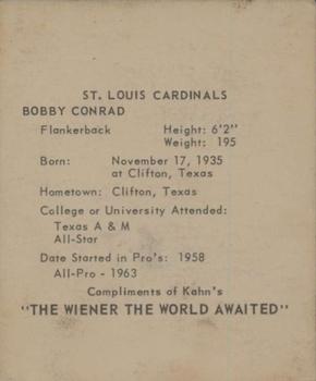 1964 Kahn's Wieners #NNO Bobby Joe Conrad Back