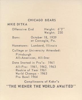 1964 Kahn's Wieners #NNO Mike Ditka Back