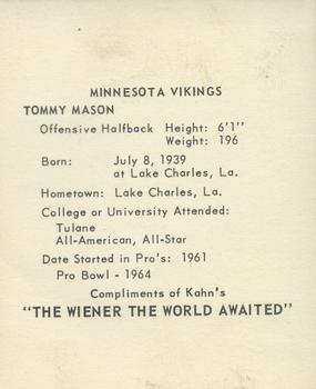 1964 Kahn's Wieners #NNO Tommy Mason Back