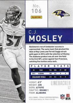 2014 Panini Totally Certified #106 C.J. Mosley Back