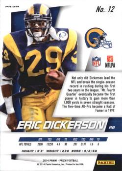 2014 Panini Prizm - Red White And Blue Prizm #12 Eric Dickerson Back