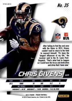 2014 Panini Prizm - Red White And Blue Prizm #35 Chris Givens Back