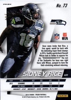 2014 Panini Prizm - Red White And Blue Prizm #73 Sidney Rice Back