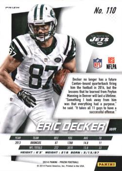 2014 Panini Prizm - Red White And Blue Prizm #110 Eric Decker Back