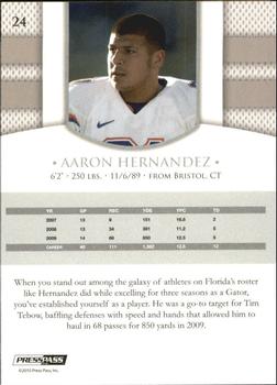 2010 Press Pass PE #24 Aaron Hernandez  Back