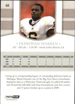 2010 Press Pass PE #48 Donovan Warren  Back