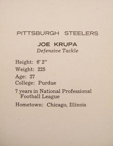 1962 Kahn's Wieners #NNO Joe Krupa Back